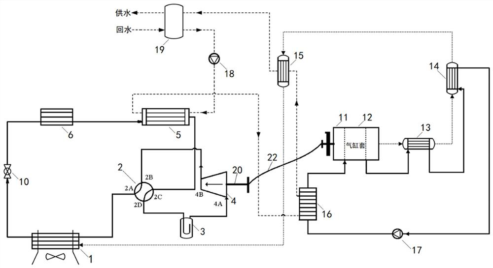 High-temperature gas heat pump system with mechanical supercooling function