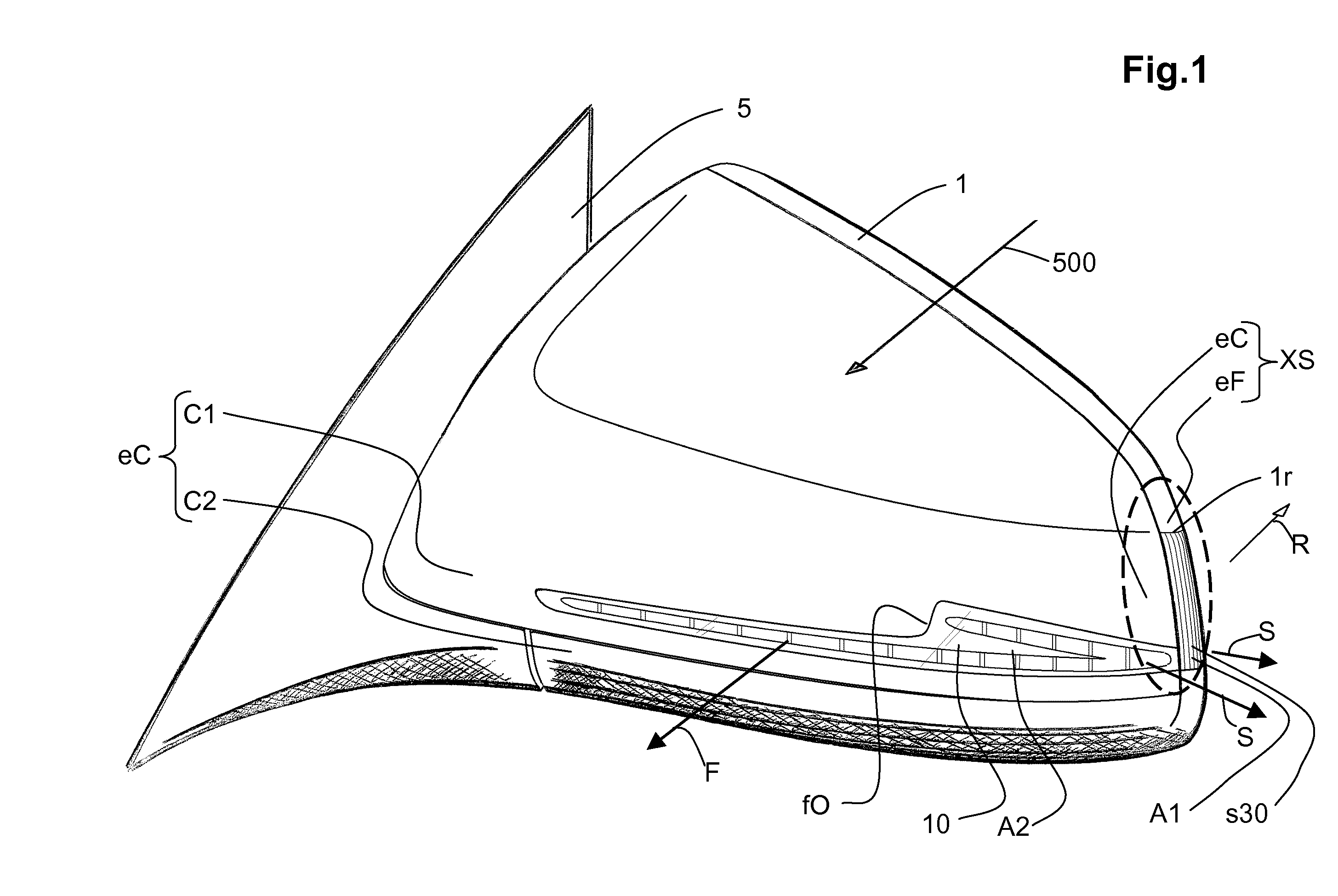 Multi-purpose external rear-view mirror unit for vehicles