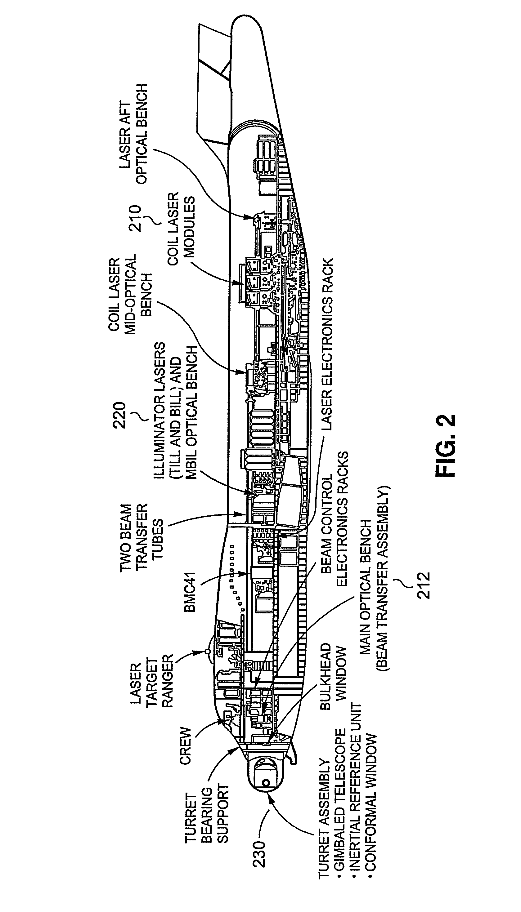 Weapon system and method for beam containment and beamwalk maintenance utilizing optical fibers