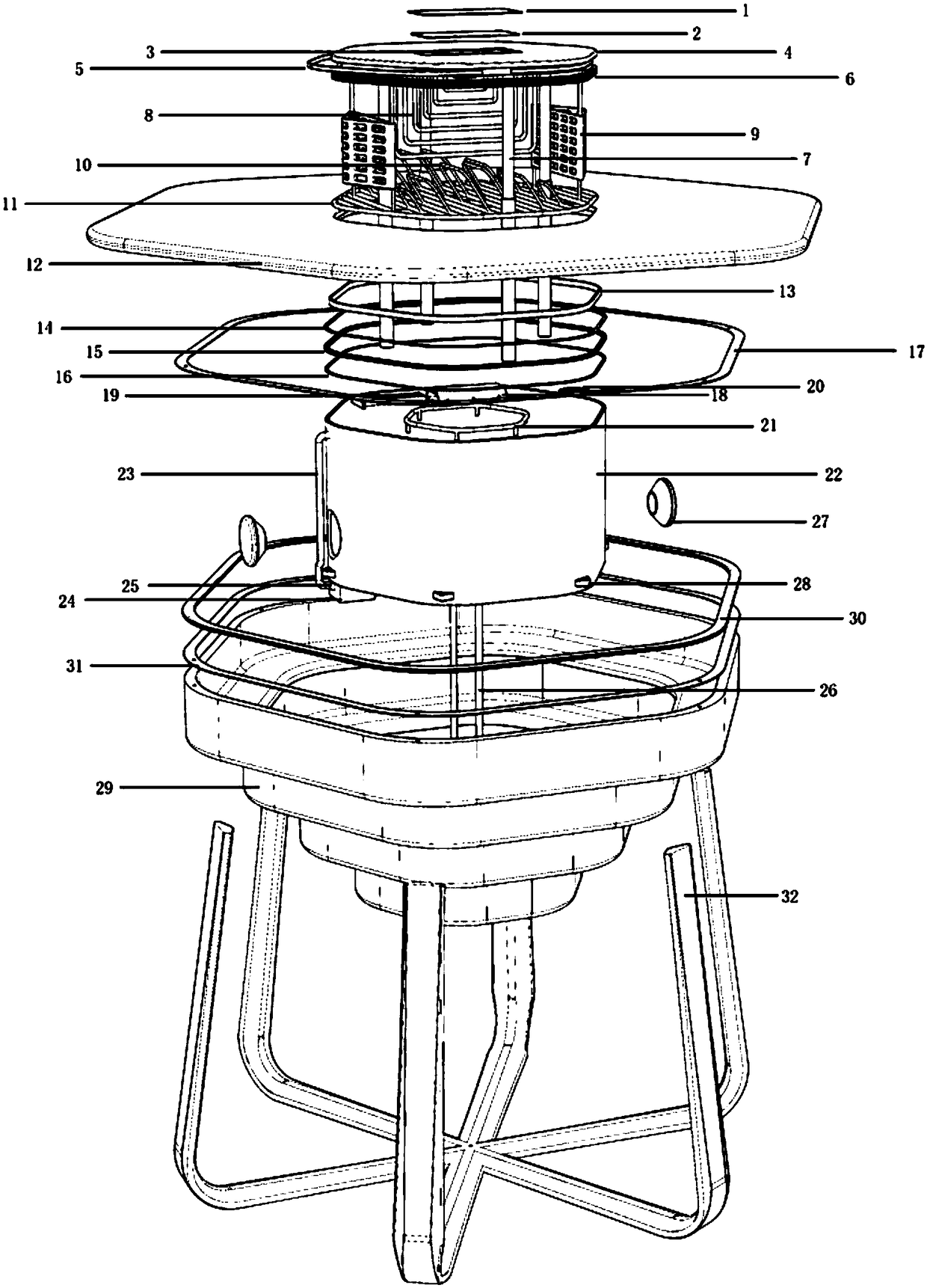 Dish washing dining table