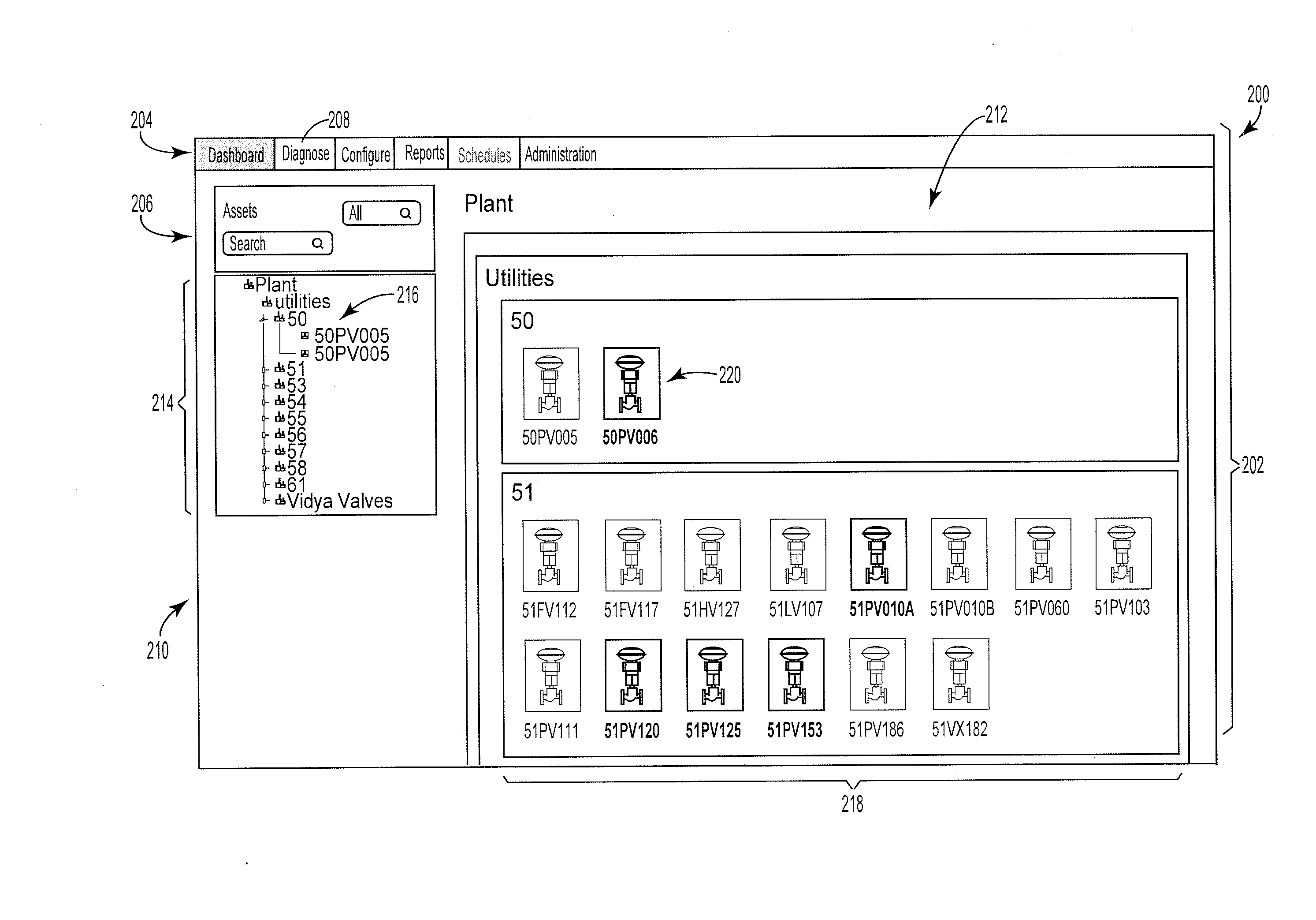 Method and system for generating a user interface for device diagnostics of a valve assembly and implementation thereof