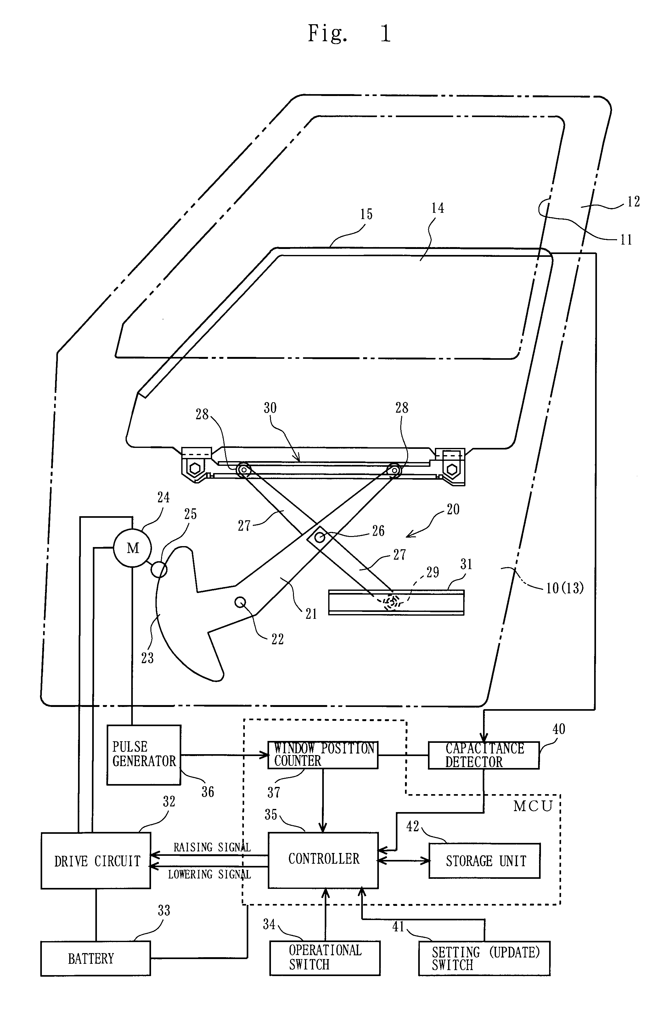 Safety device for power window, opening/closing control method and plate-glass processing method