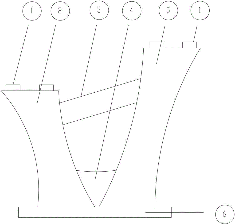 Unequal-height V-shaped bridge pier