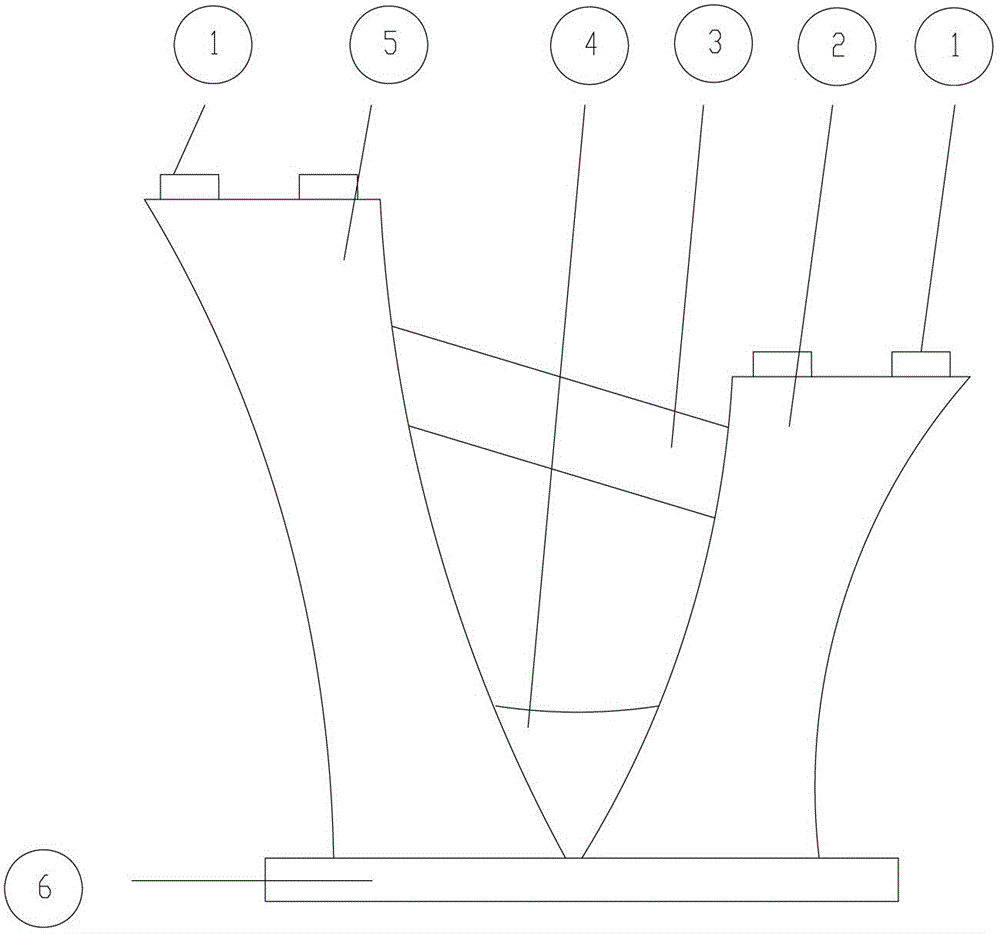 Unequal-height V-shaped bridge pier