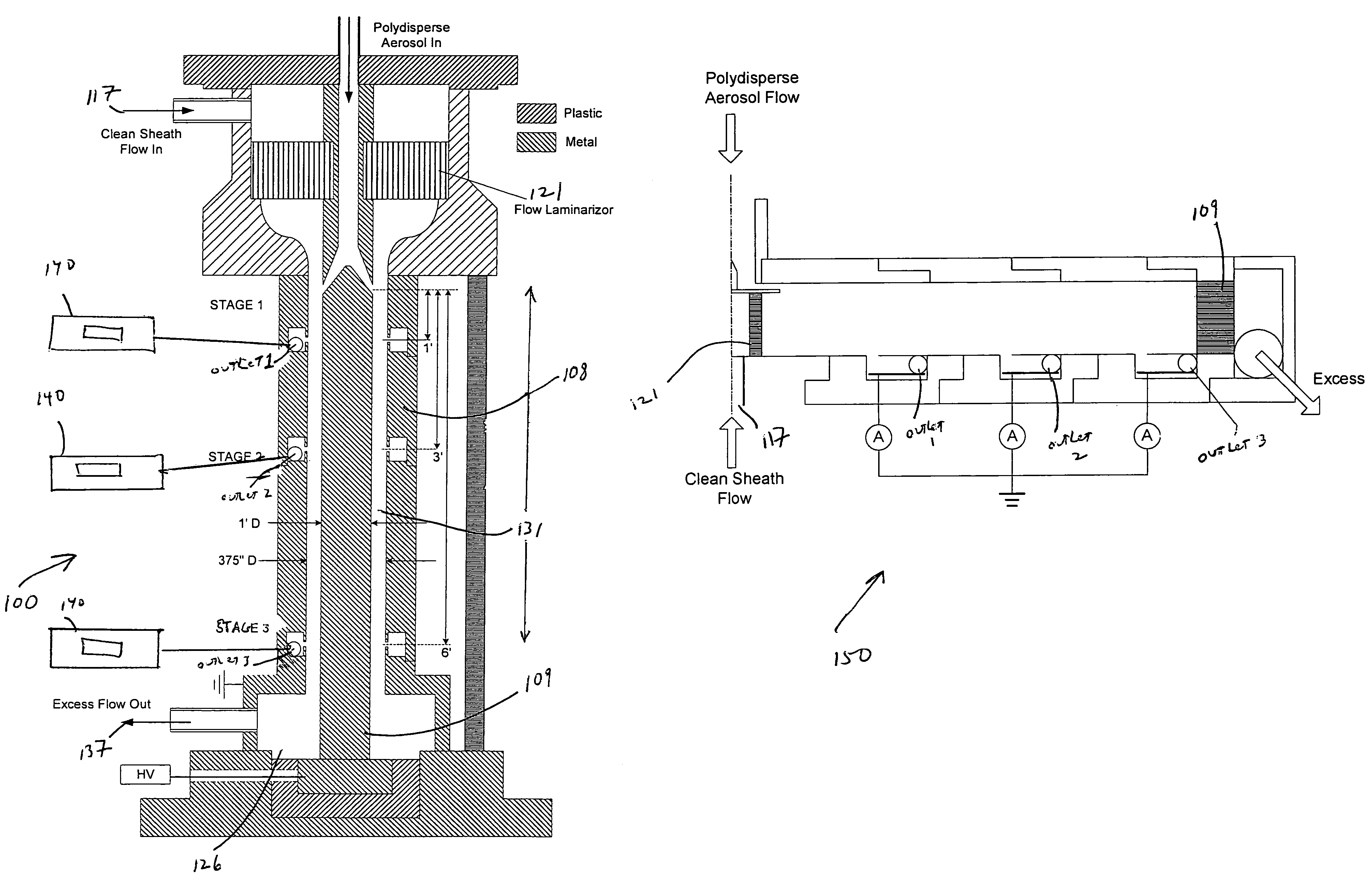 Stackable differential mobility analyzer for aerosol measurement