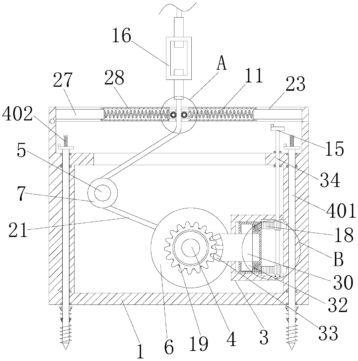 Wire pole traction steel cable fastening device for electric power transmission and installing method of wire pole traction steel cable fastening device