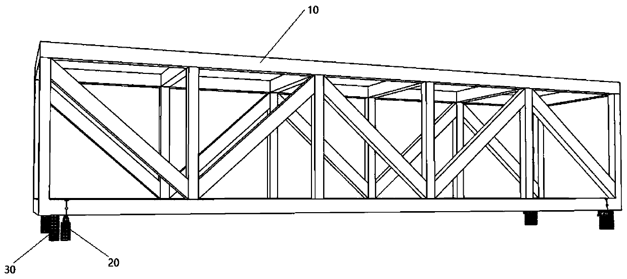 Suspension type steel structure bridge high-position grading beam falling device and operation method thereof