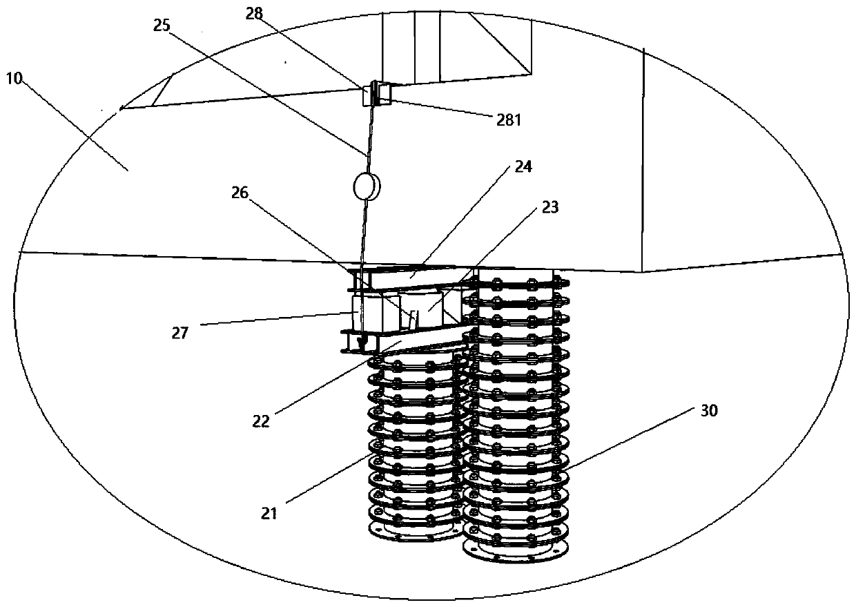 Suspension type steel structure bridge high-position grading beam falling device and operation method thereof