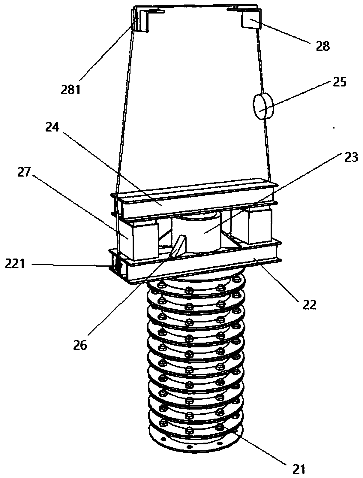 Suspension type steel structure bridge high-position grading beam falling device and operation method thereof