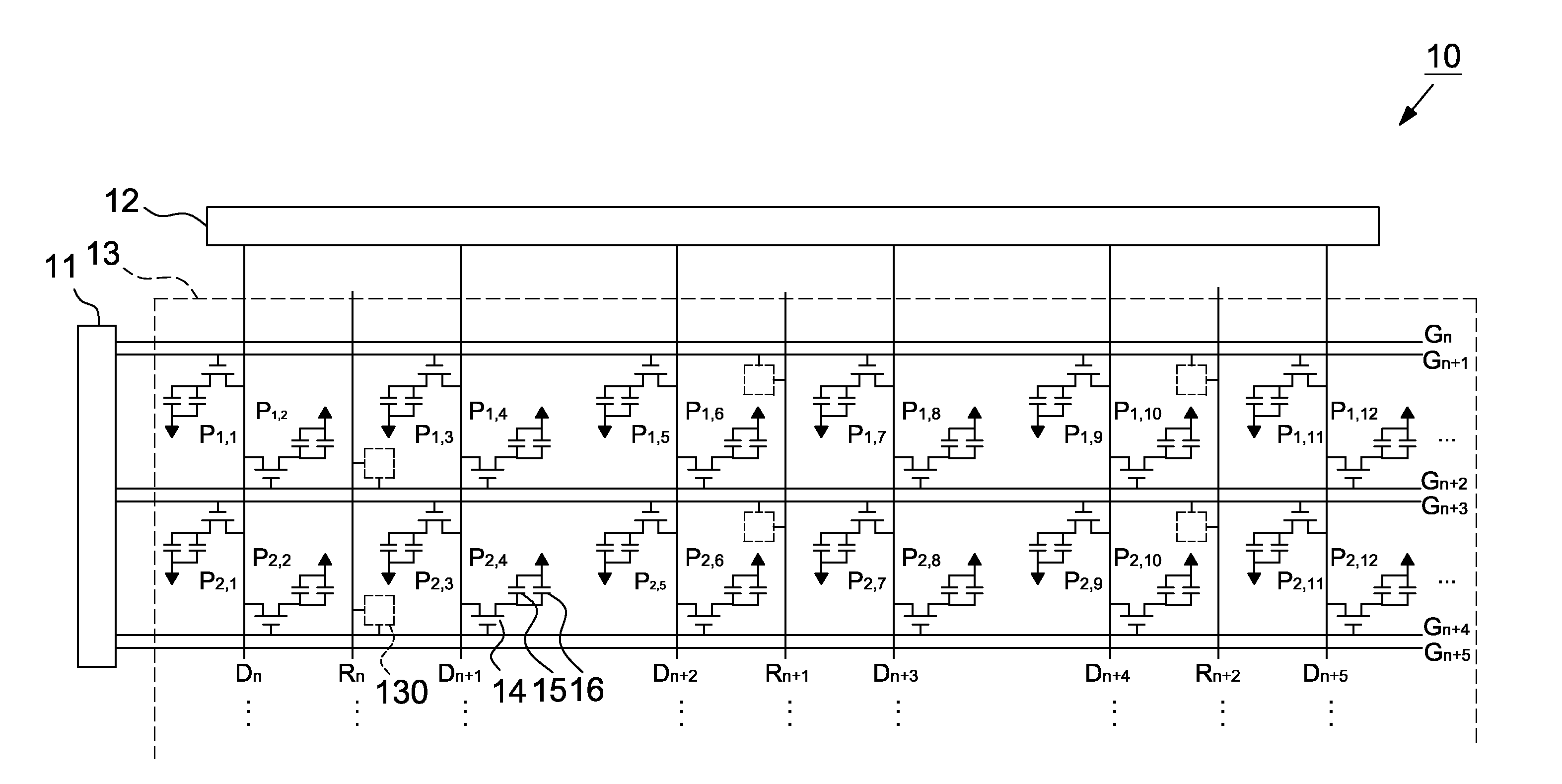 Touch panel and pixel aray thereof