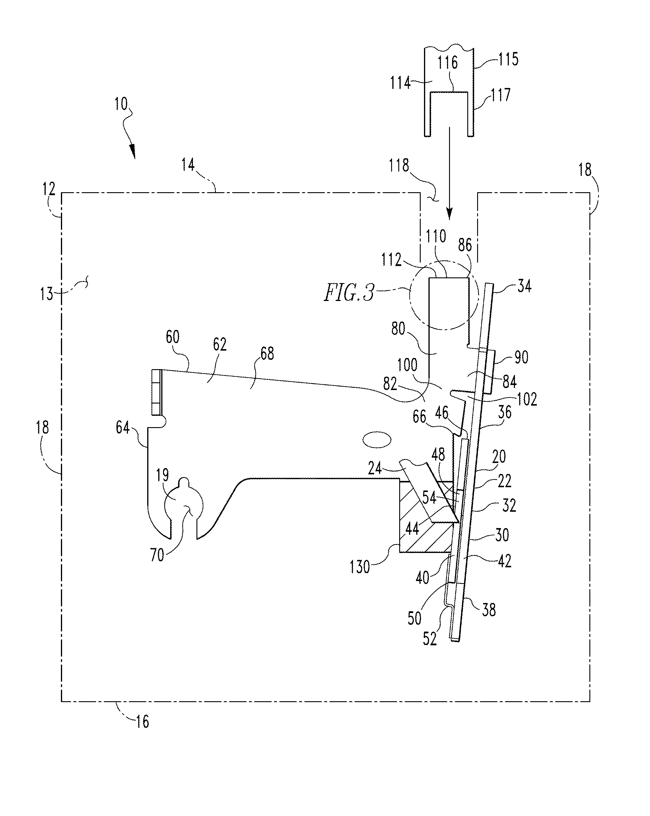 Trip device support frame and top frame calibration method