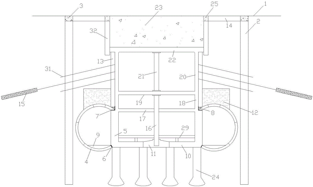 Reversed construction method for expanding and excavating stations on sectional shield tunnel foundations of subways