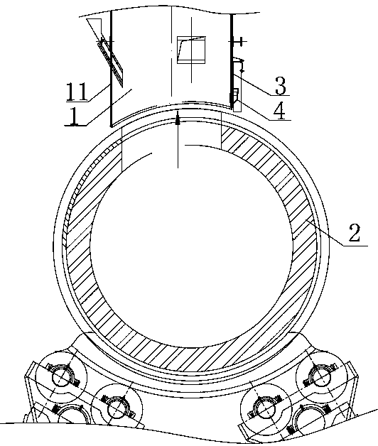 Protection mechanism of transition segment of bottom blowing waste heat boiler