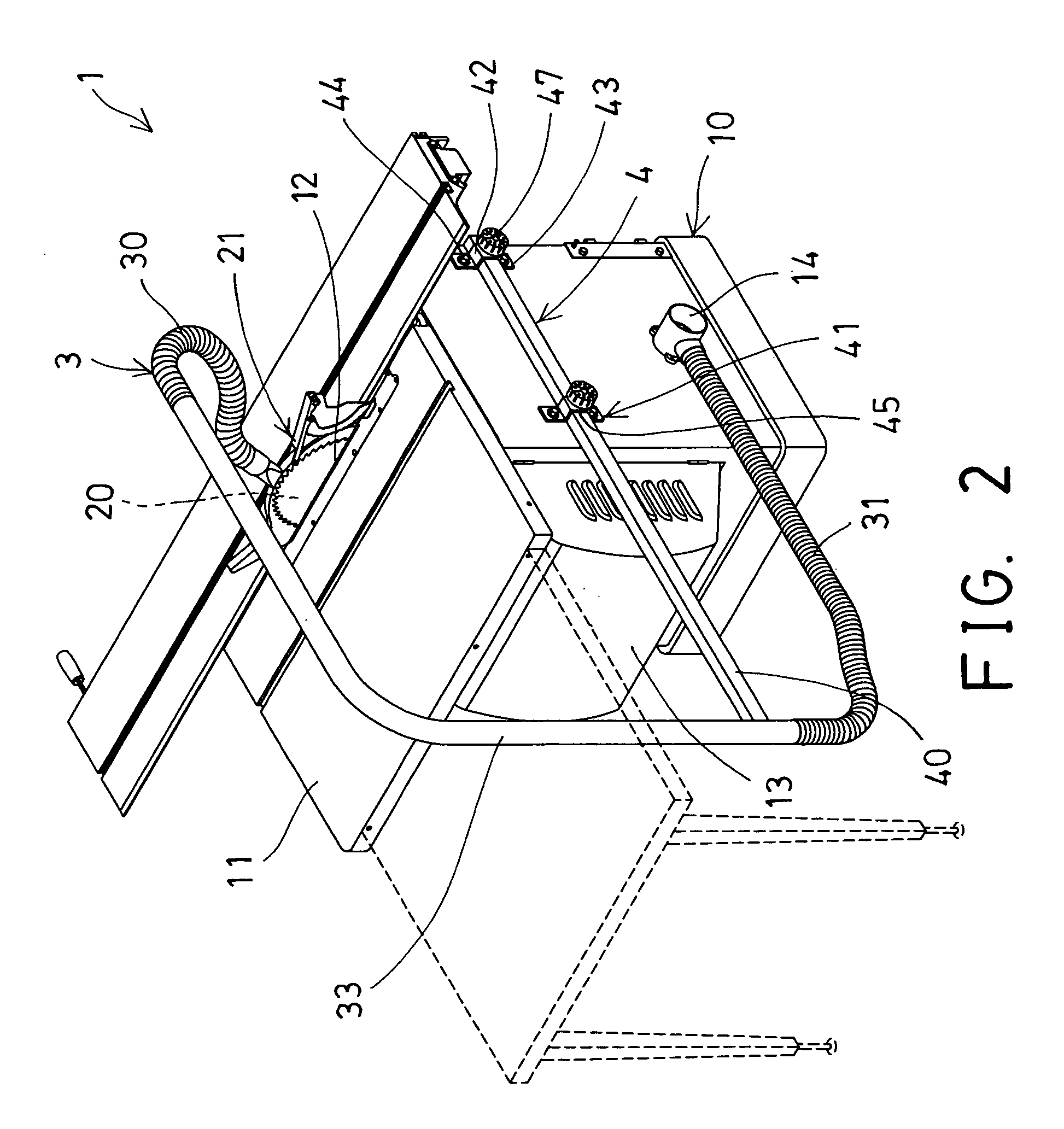 Work table having adjustable hose support