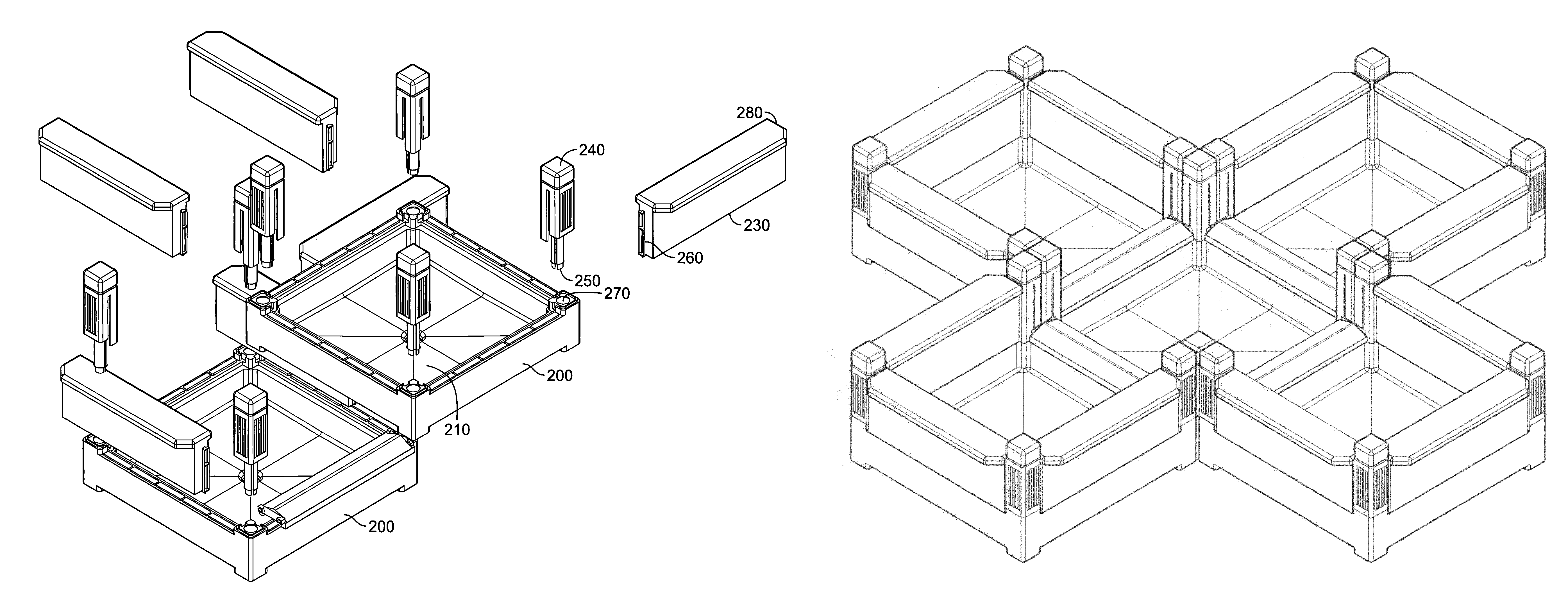 Modular roof, deck and patio apparatus, including modular panels with snap connection features