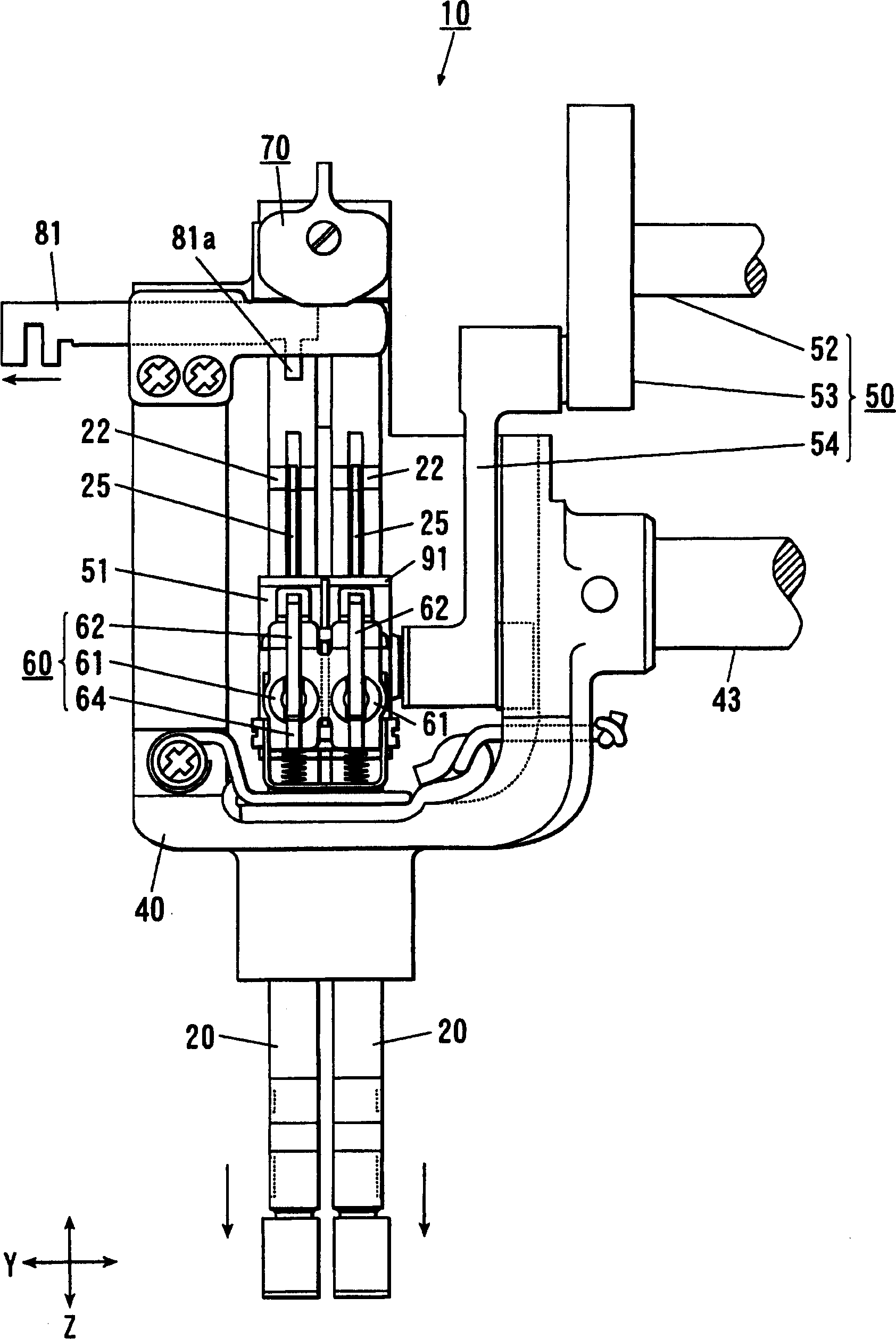 Needle stem mechanism of double-needle sewing machine