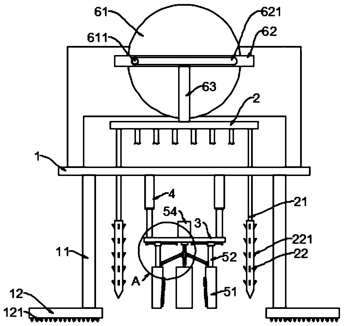 Bamboo shooting pulling device for phyllostachys praecox shooting planting