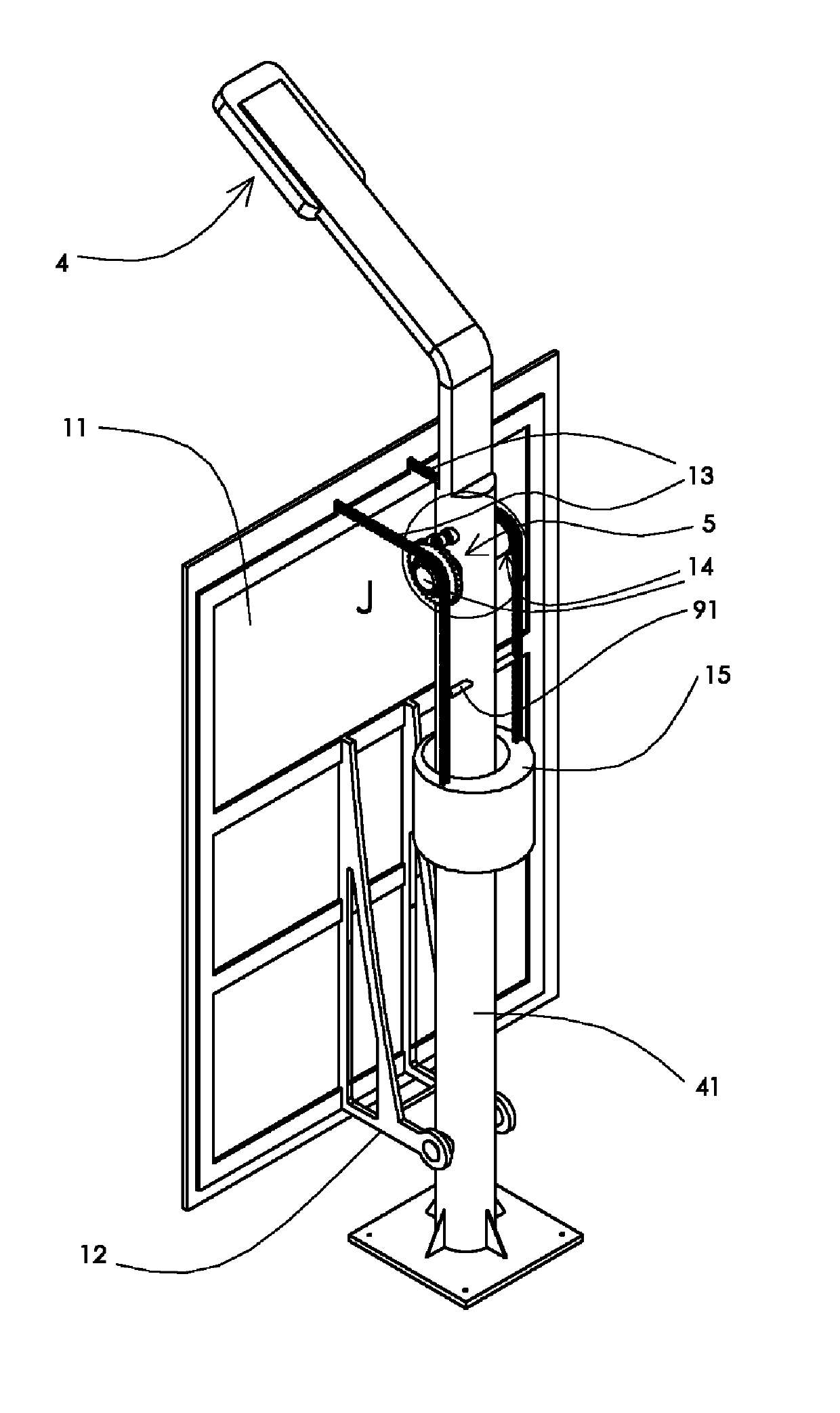 Self-generating railway road lamp for generating power by using torsion springs and suction effect