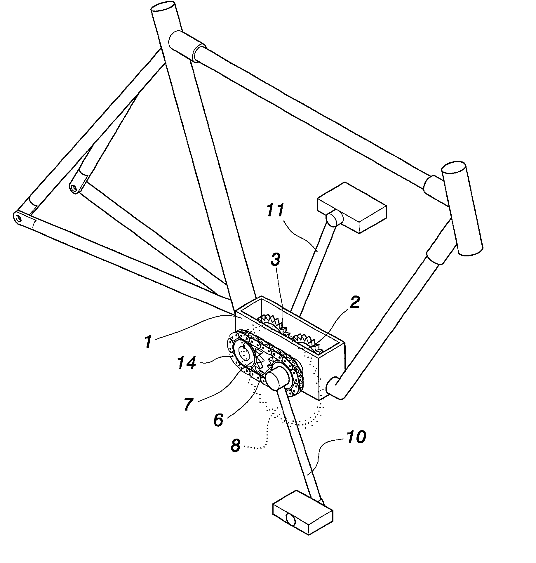 Power-saving driving device for treading pedals of bicycle