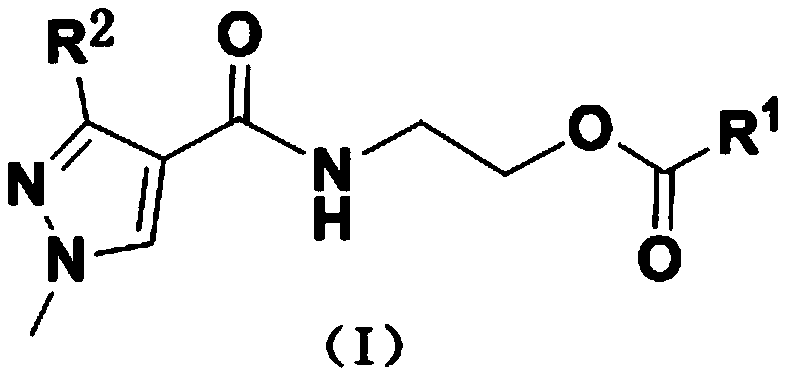 (1H-pyrazole-4-carboxamido) ethyl benzoate compound as well as preparation method and application thereof