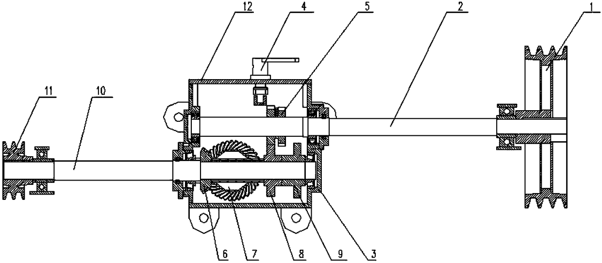 Two speed adjustable speed transmission device for tangential and longitudinal flow threshing separating transmission system