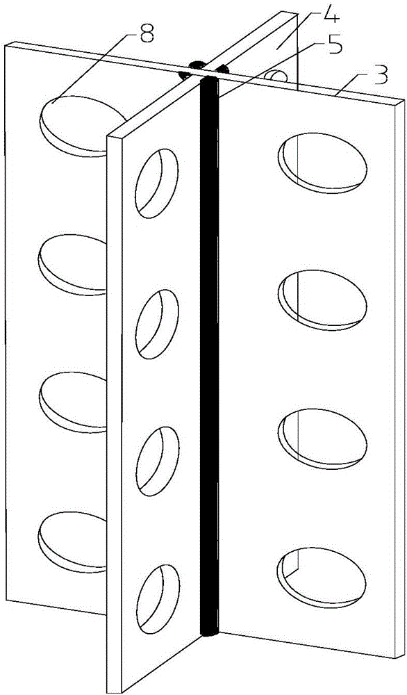 Built-in X-shaped opposite-pulling steel plate type welded rectangular concrete filled steel tubular column and construction method