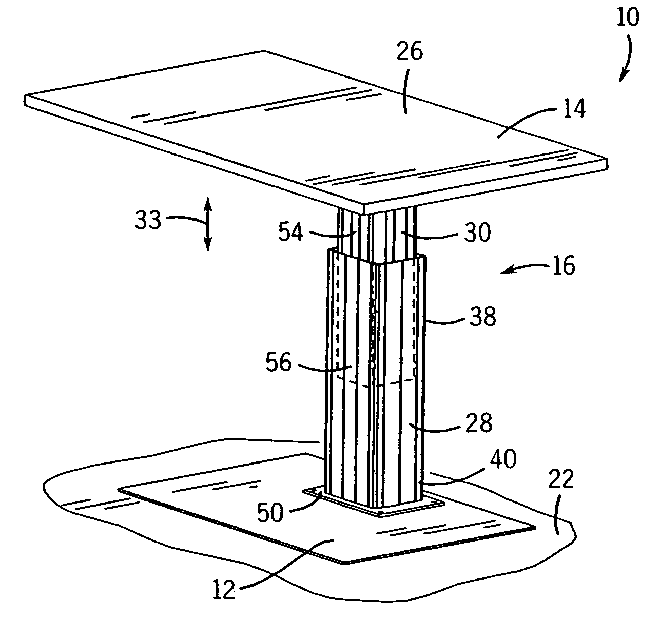 Height adjustable table