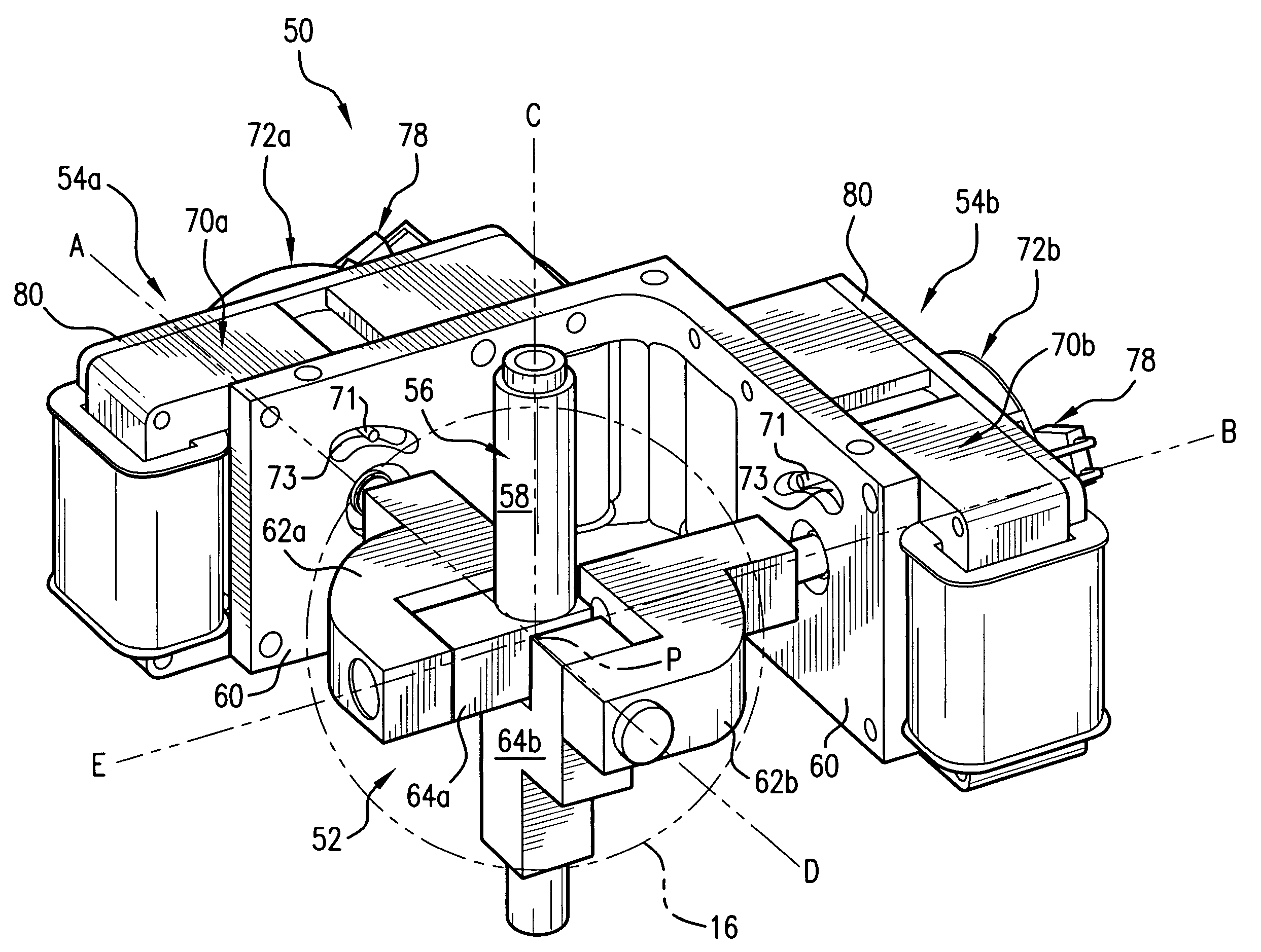 Force feedback device including single-phase, fixed-coil actuators