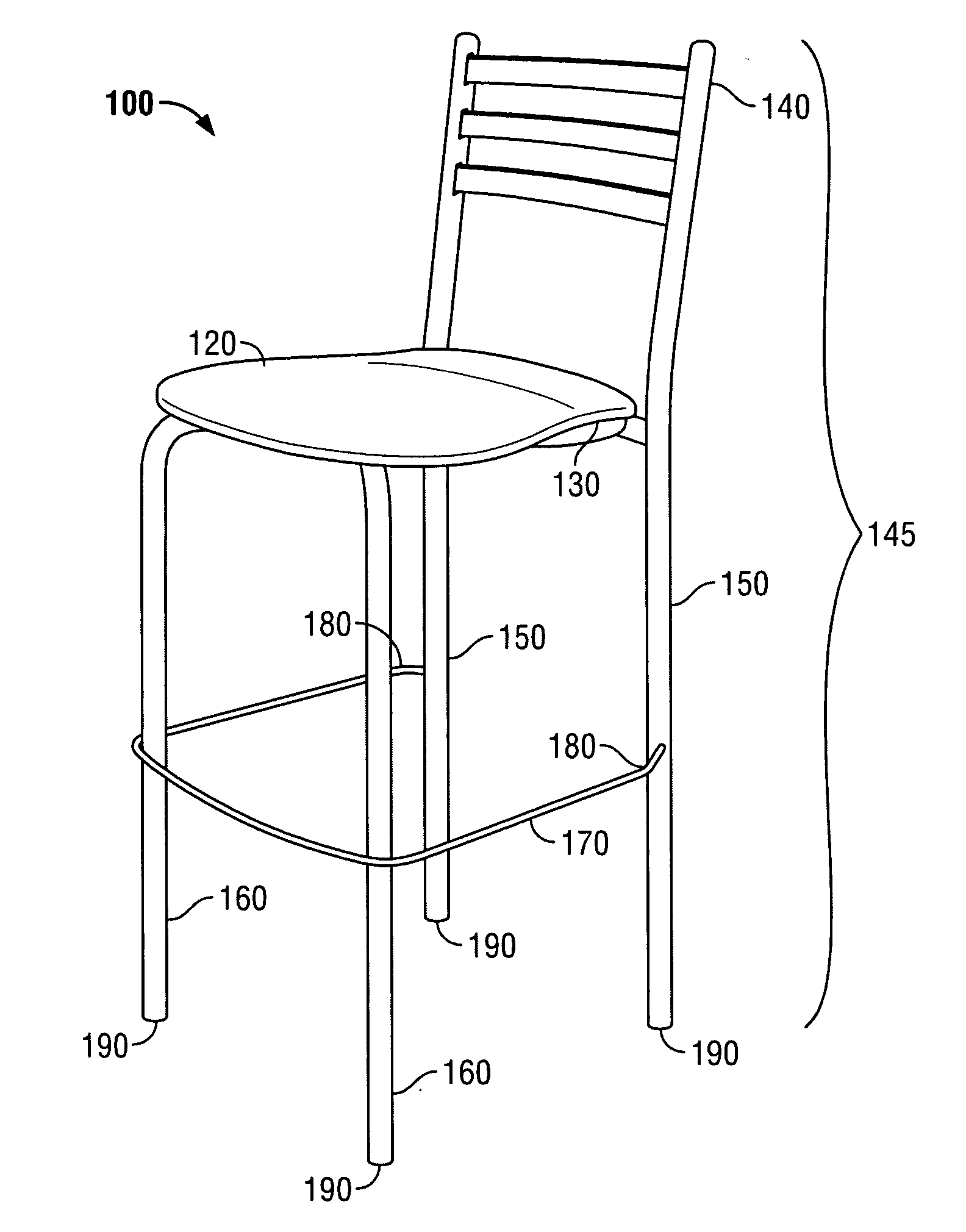 Securely stacking bar stools