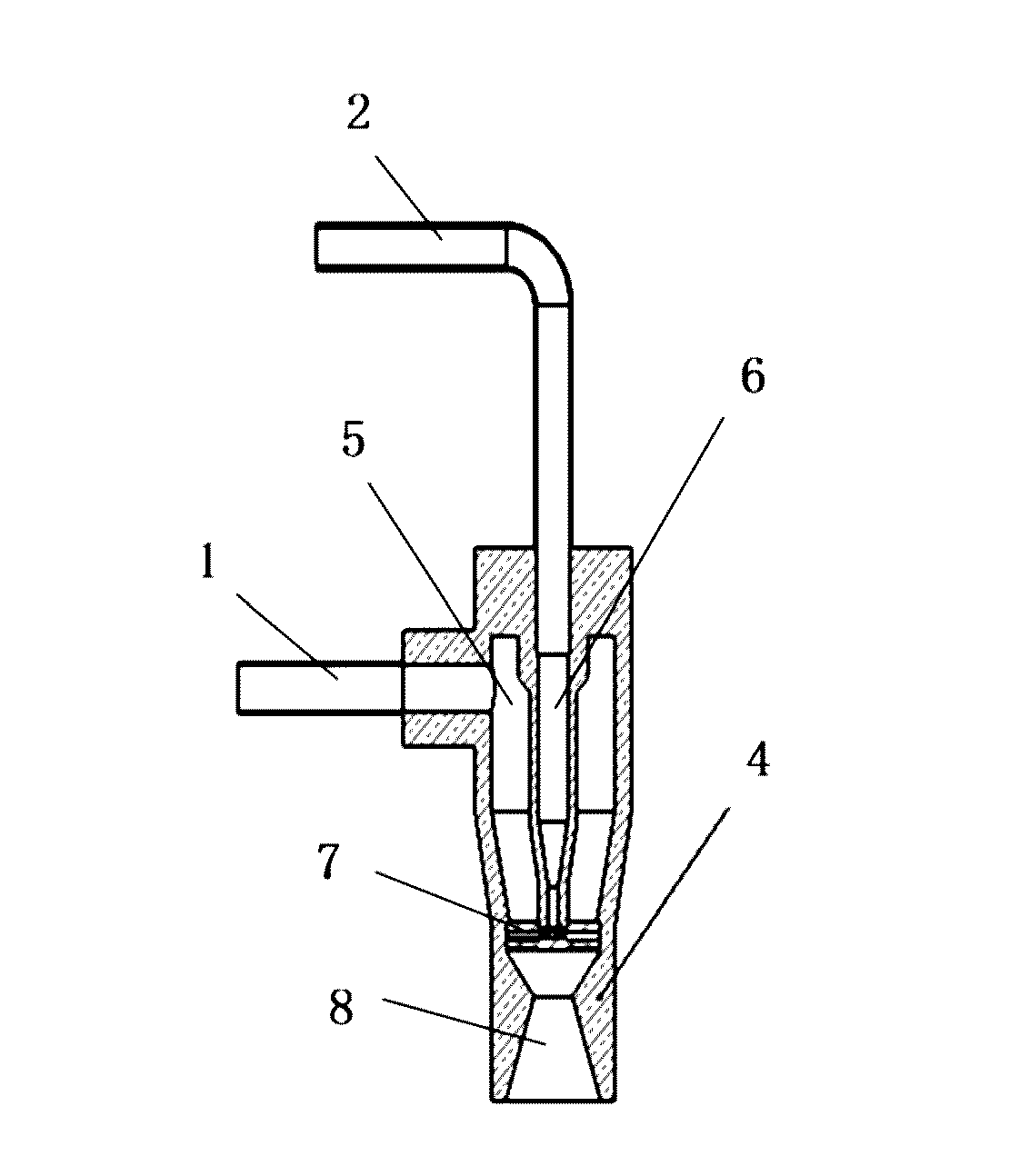 Cleaning device for atomizing and spraying liquid in two-phase flow