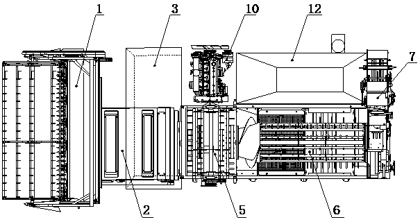 Tangential-longitudinal axial type grain combine harvesting and bundling duplex operation machine