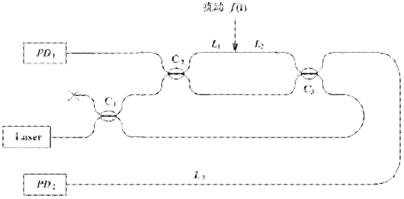 Interference type optical fiber distribution disturbance sensor and disturbance location method thereof