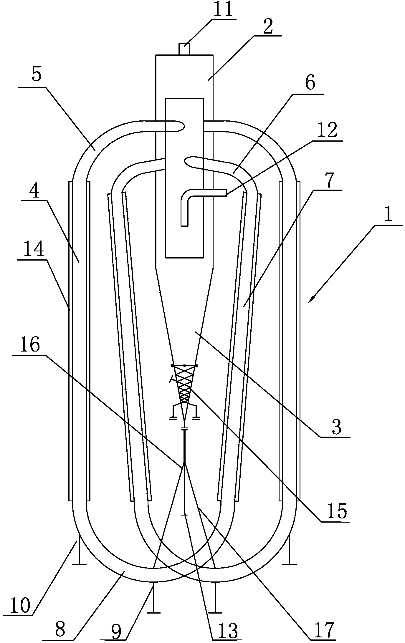 Tangential circulating-flow-tube-type heterogeneous reactor