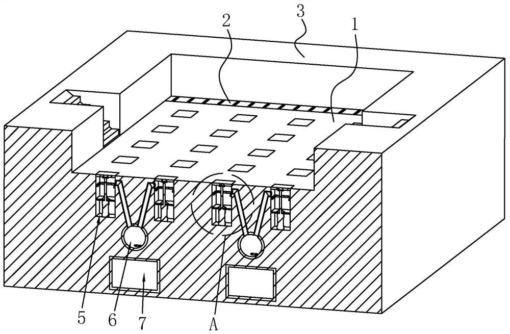 Drainage structure of sunken plaza and construction method thereof