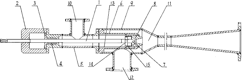 Injector with adjustable distance between nozzle and mixing chamber inlet and adjustable nozzle critical sectional area