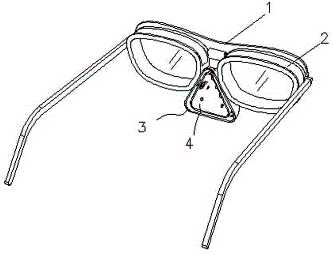 Spectacle frame nose mask filter