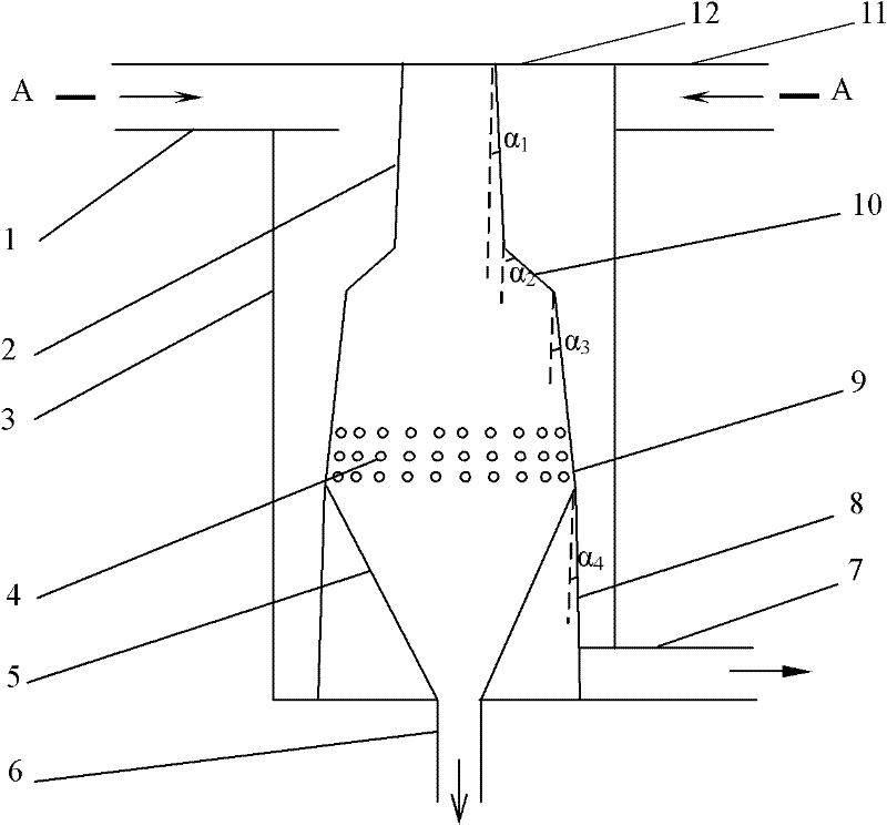 Co-rotating outflow internal-hole type high performance swirling separator