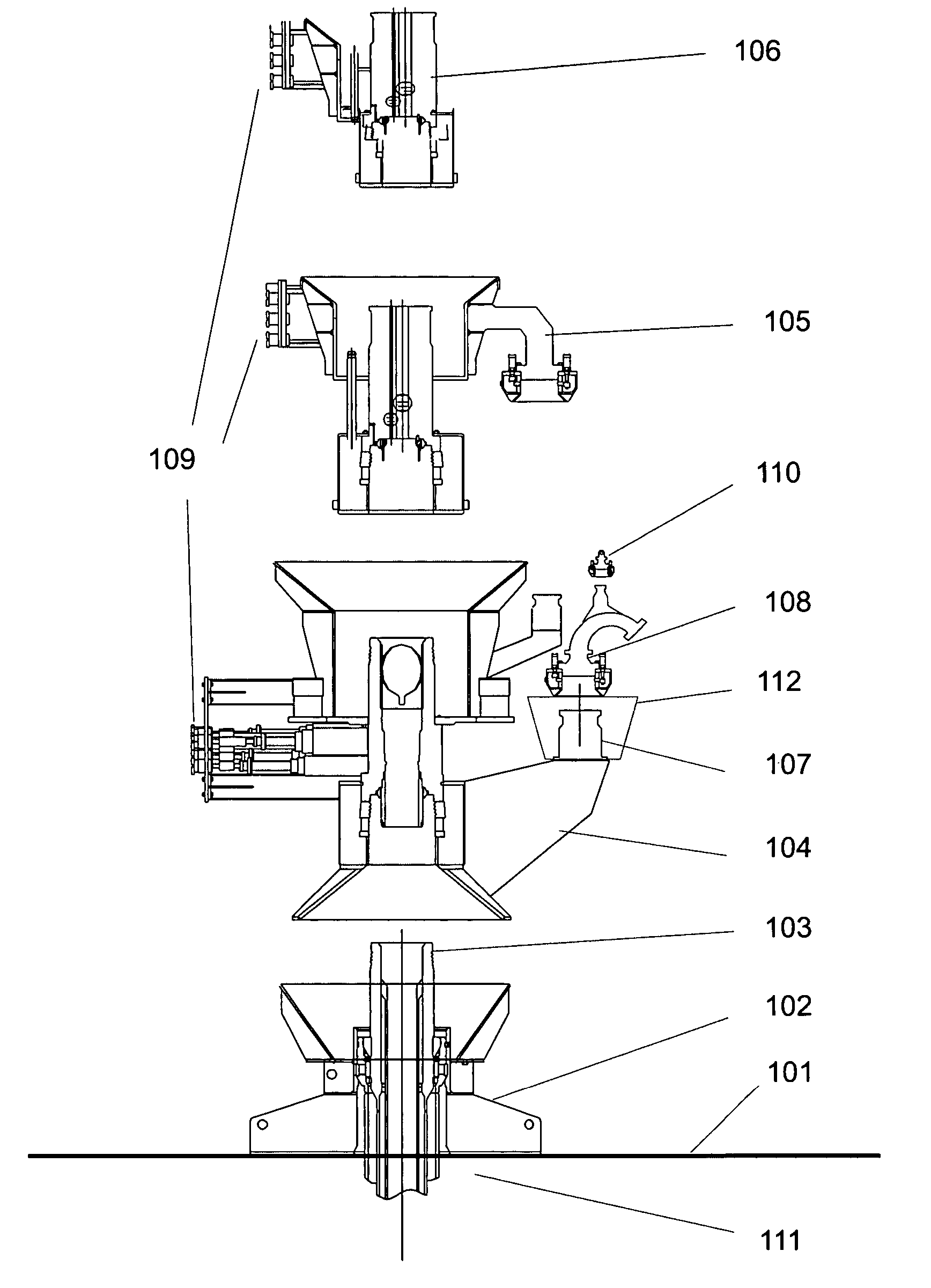 System for direct vertical connection between contiguous subsea equipment and method of installation of said connection