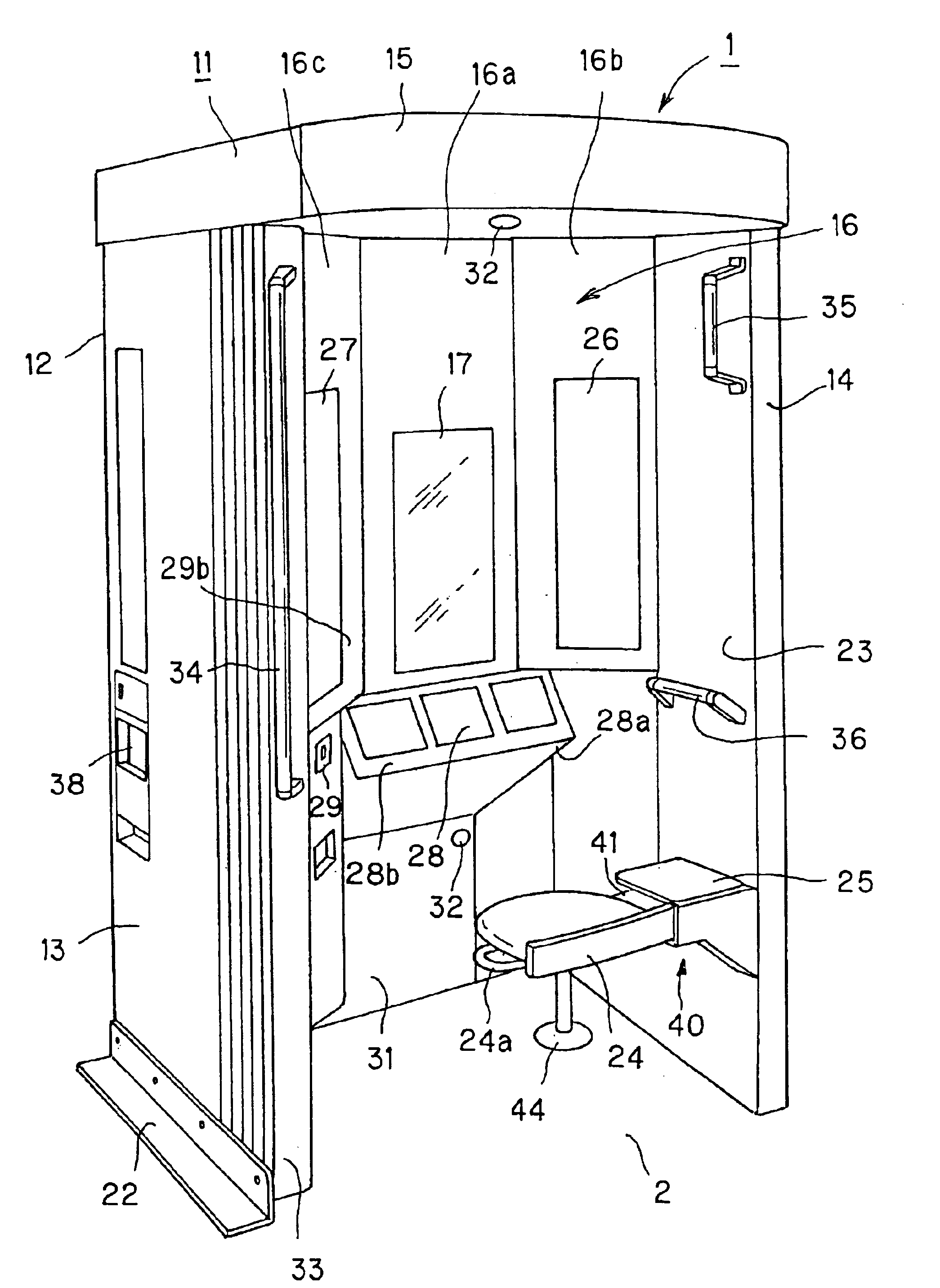 Photobooth with improved accessibility and optical characteristics