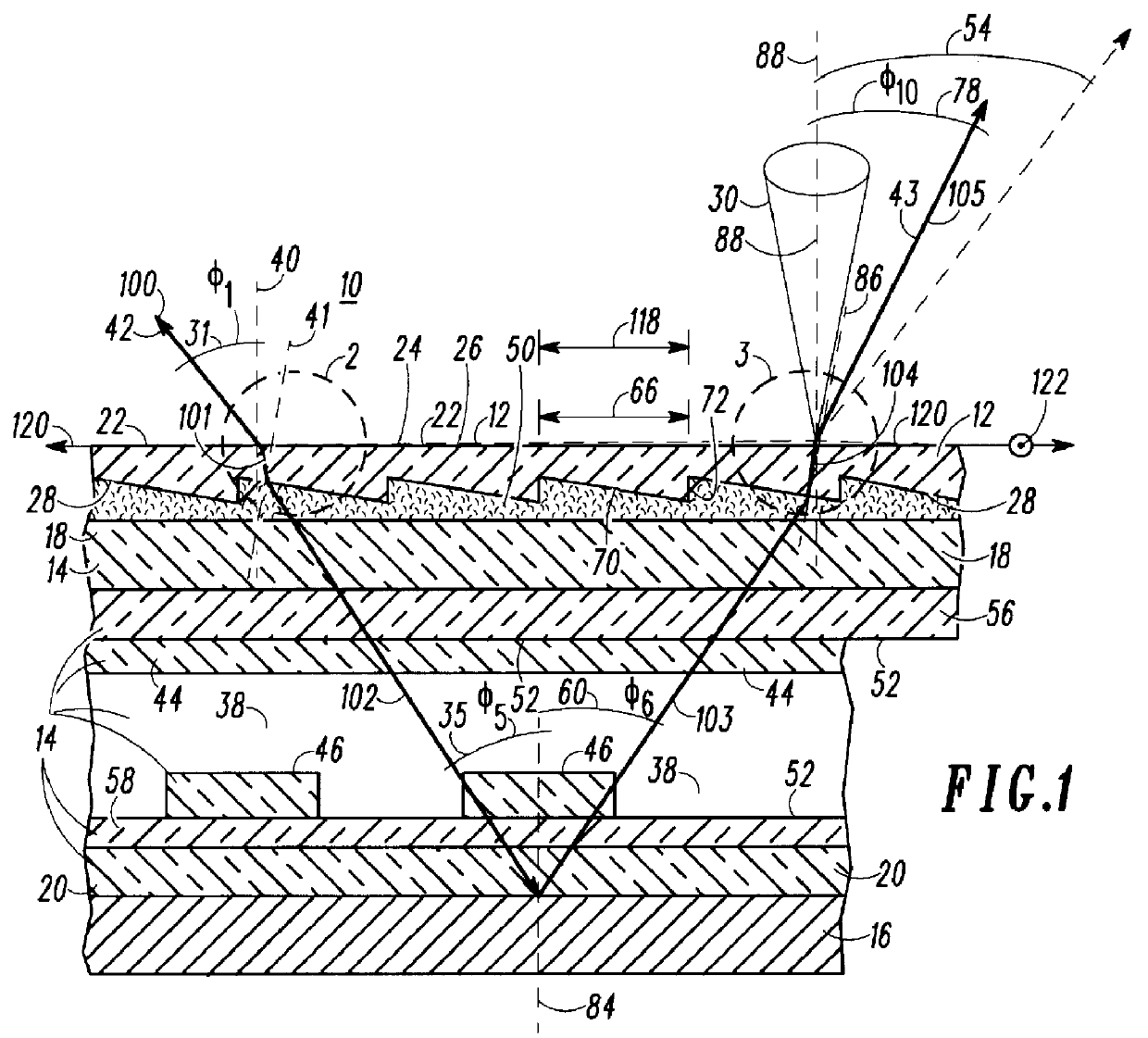 Optical display device having prismatic film for enhanced viewing