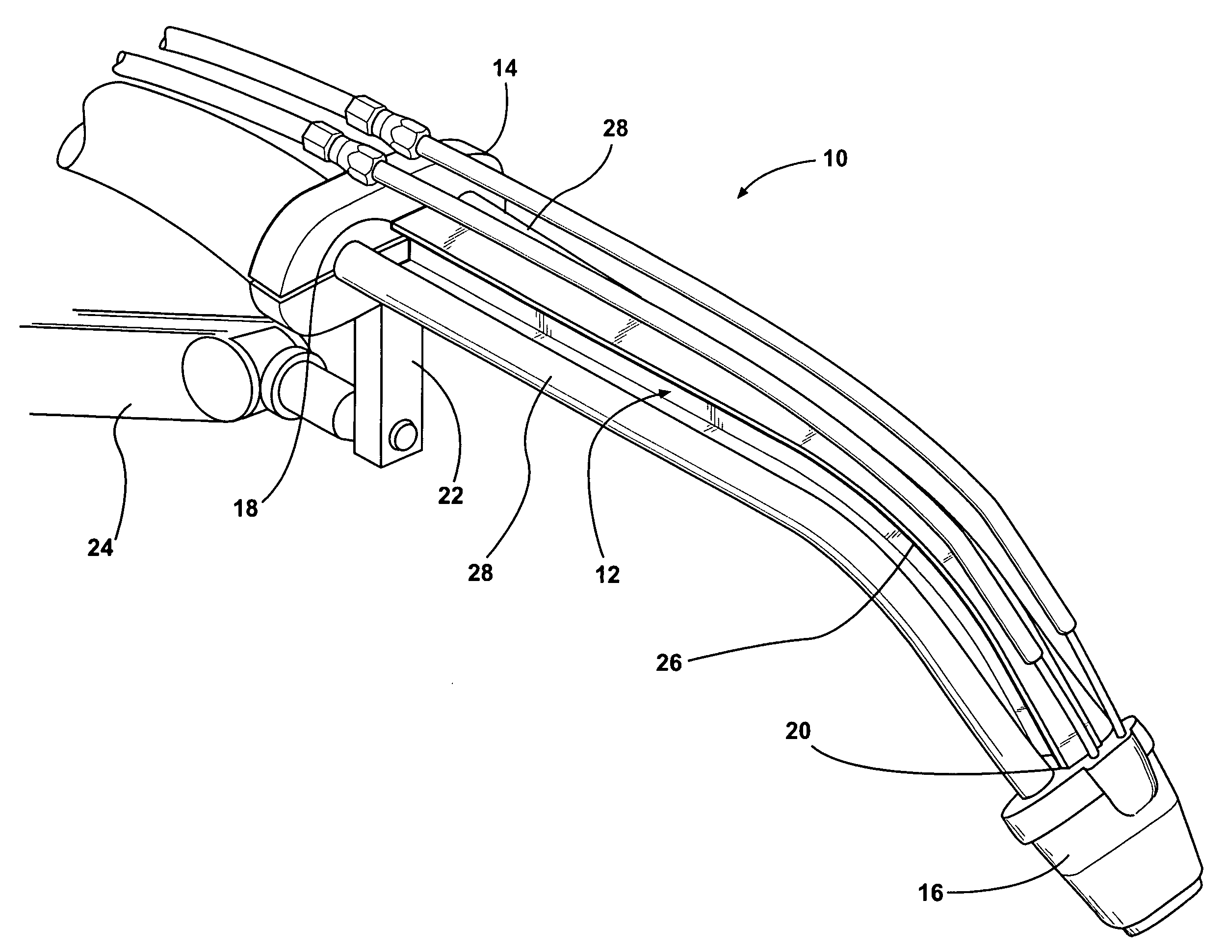 Neck for a robotic welding torch