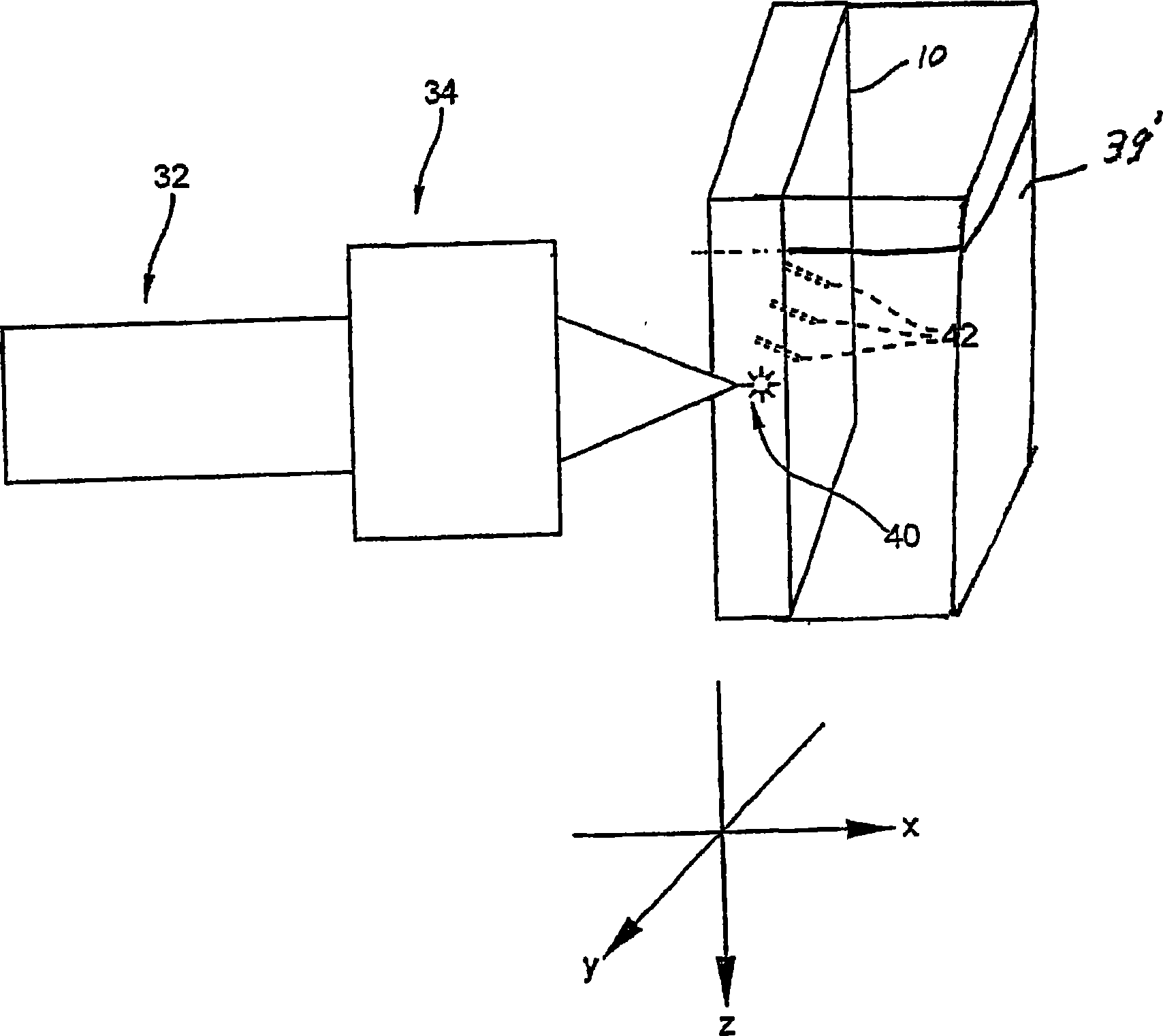 A method of making at least one hole in a transparent body and devices made by this method