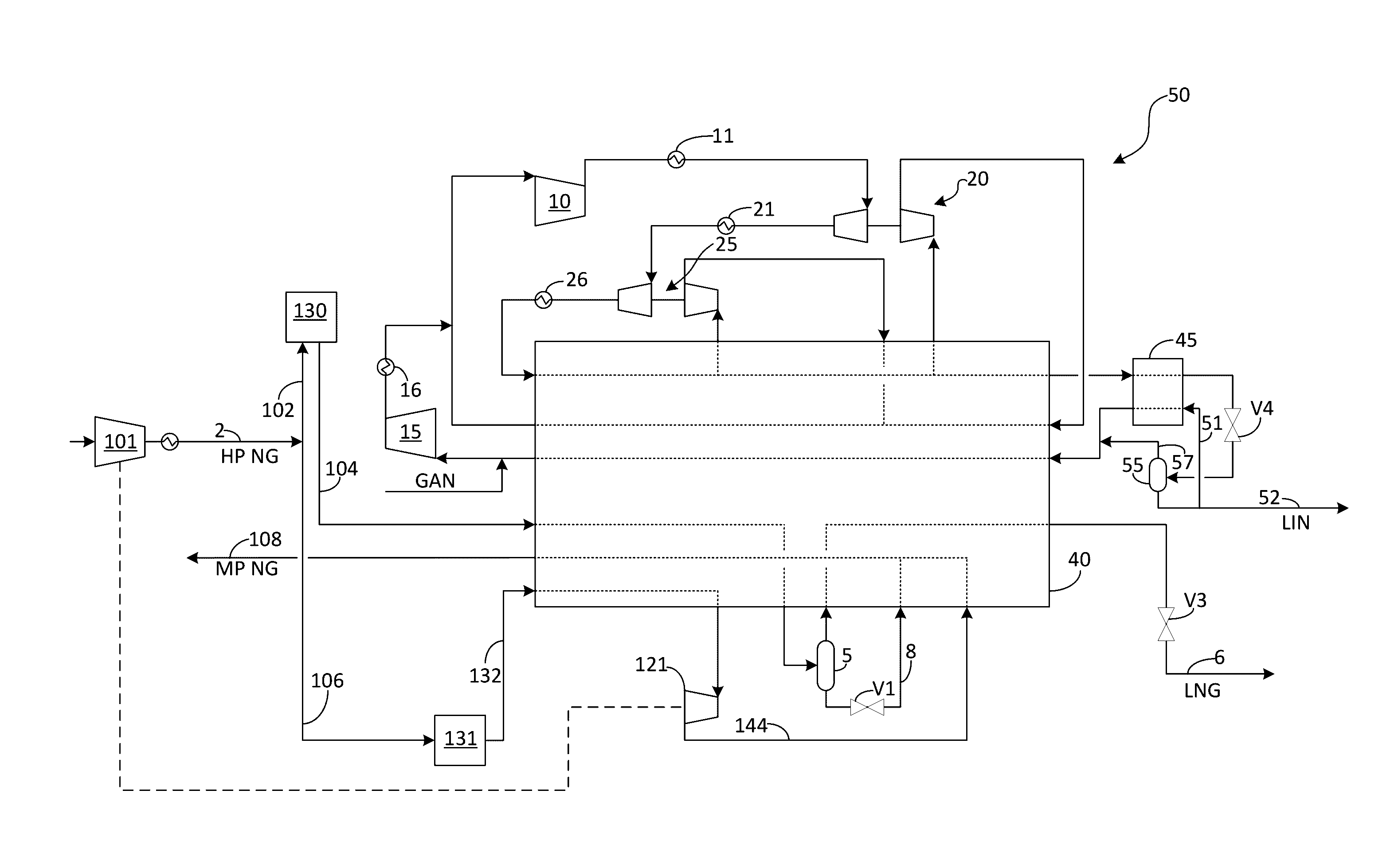 Method for the production of liquefied natural gas and liquid nitrogen