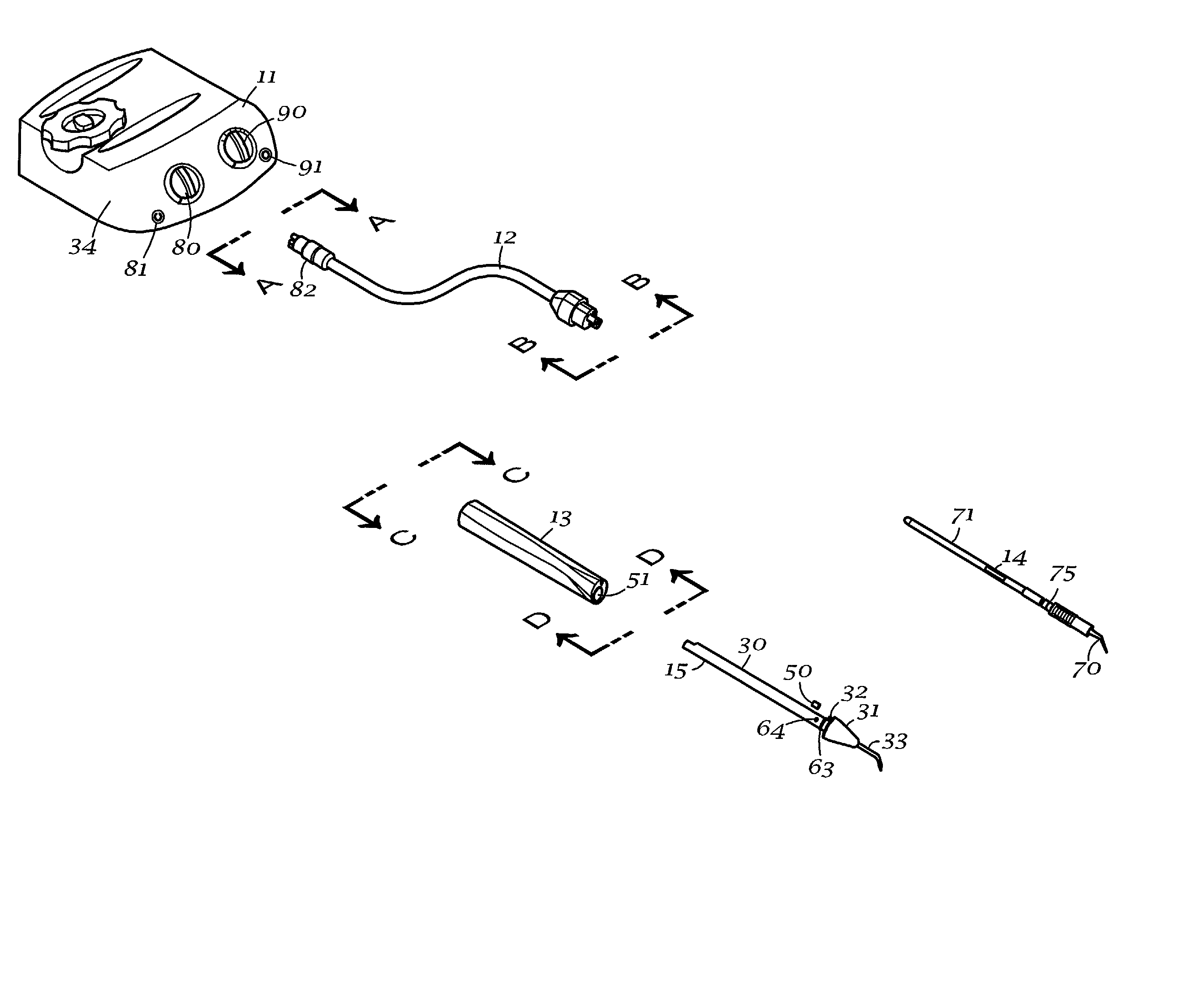 Dental/medical prophylaxis device with sterilizable components