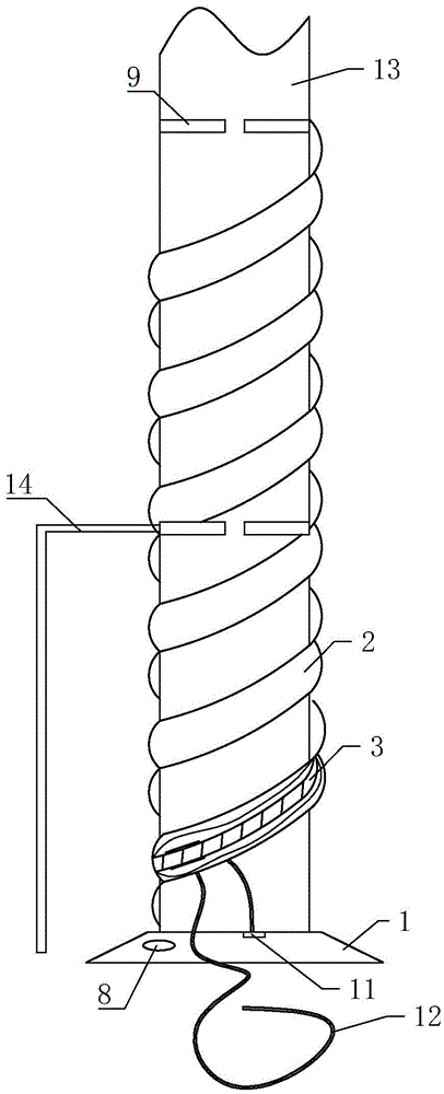 Unclosed type device for winding ropes on trees on saline and alkaline land