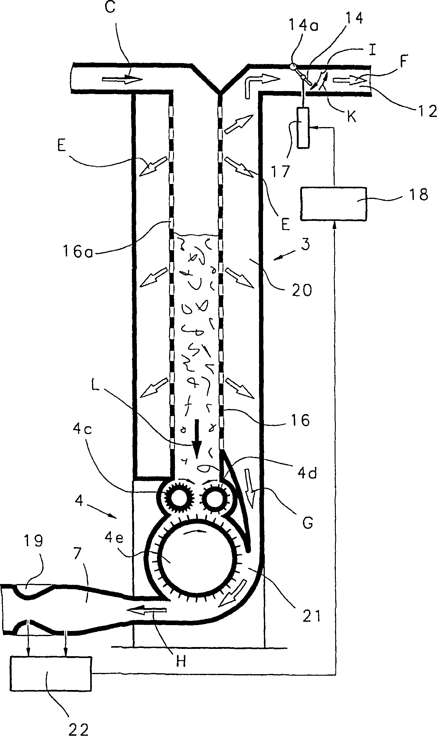 Apparatus for separating transporting air in fibrous material transportation