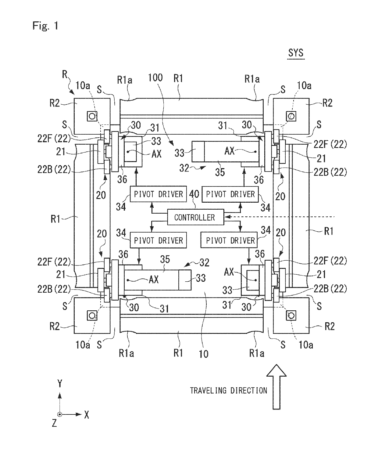 Rail-guided trolley system, and rail-guided trolley