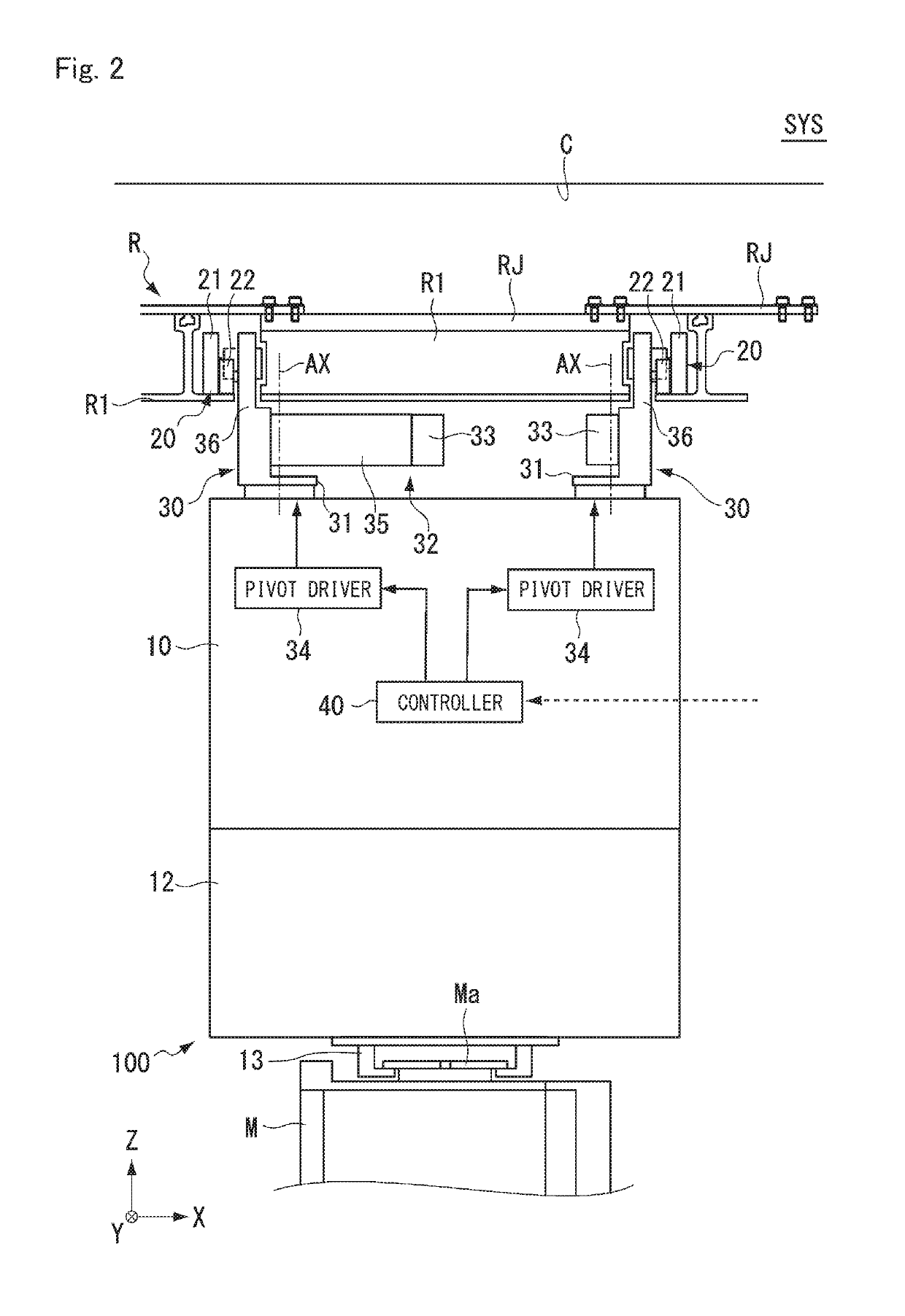 Rail-guided trolley system, and rail-guided trolley