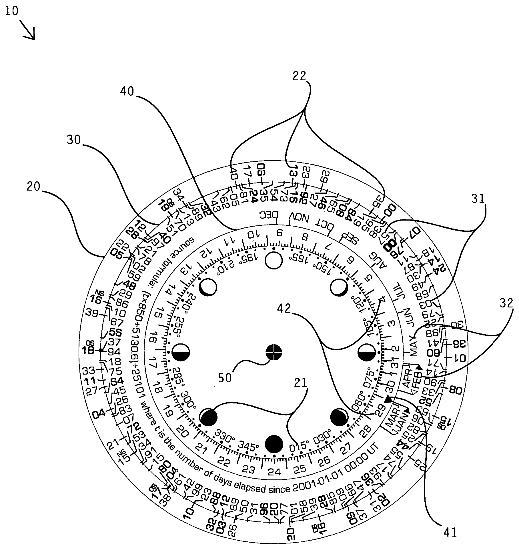 Moon phase wheel chart