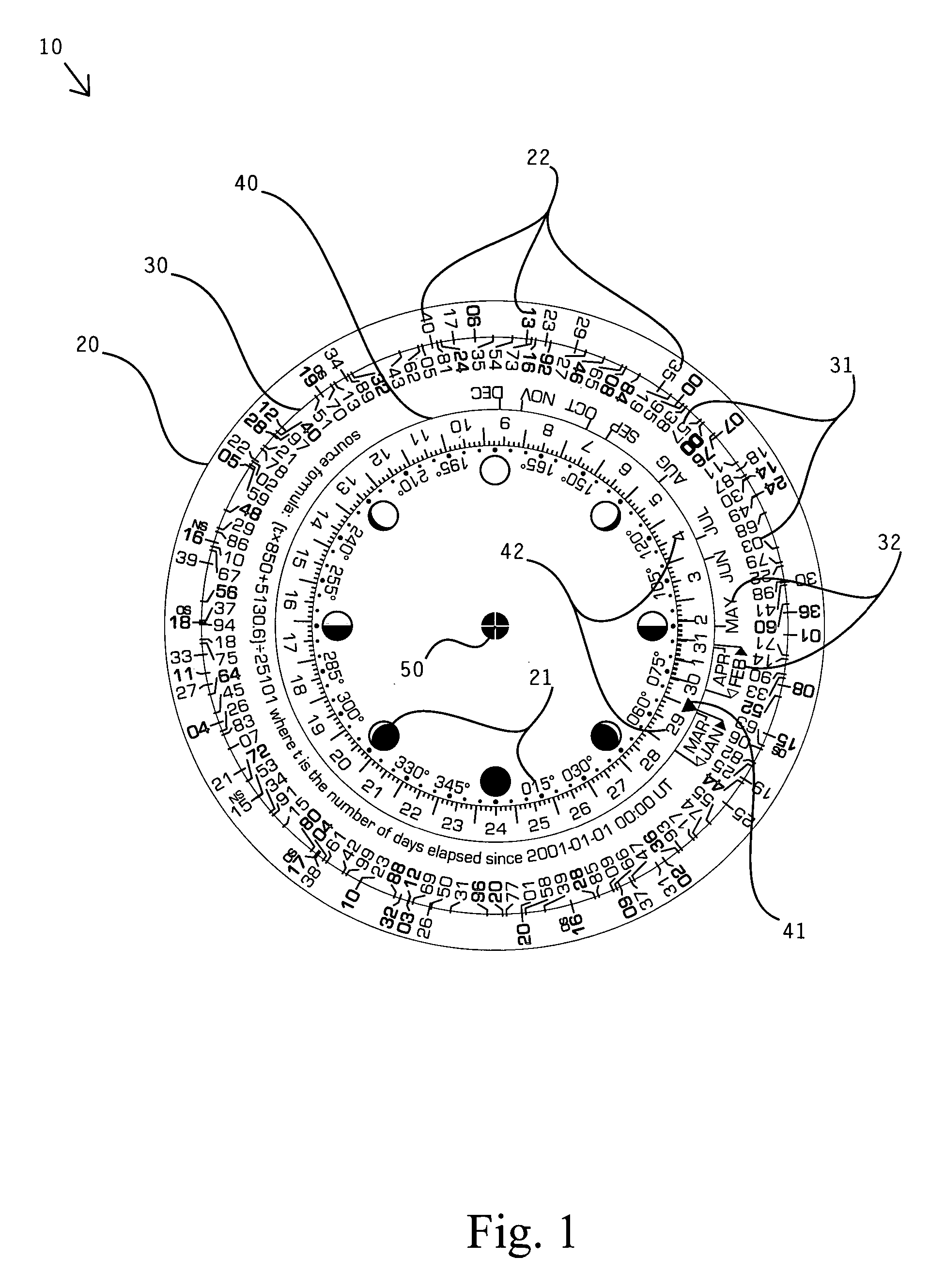 Moon phase wheel chart